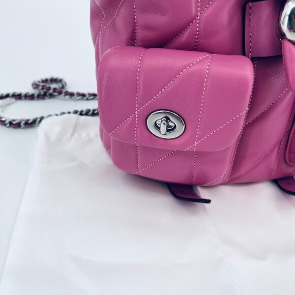 Coach Tabby Backpack Pillow Quilting Nappa Leather Pink Convertible Chain Strap - Picture 5 of 16